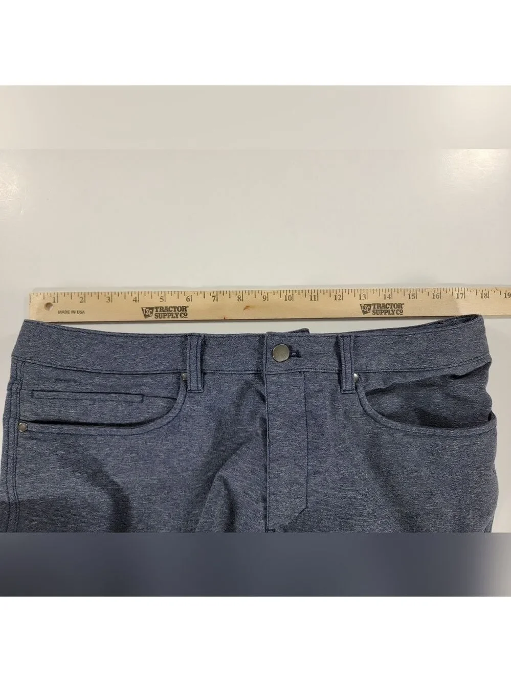Lululemon Pants Mens 34x31 ABC Pant Slim Tech Canvas Heather Blue Golf Stretch - Picture 13 of 13